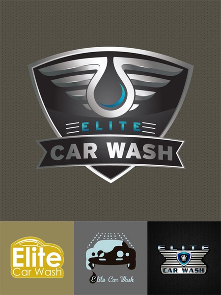 elite car wash cleaning logo design