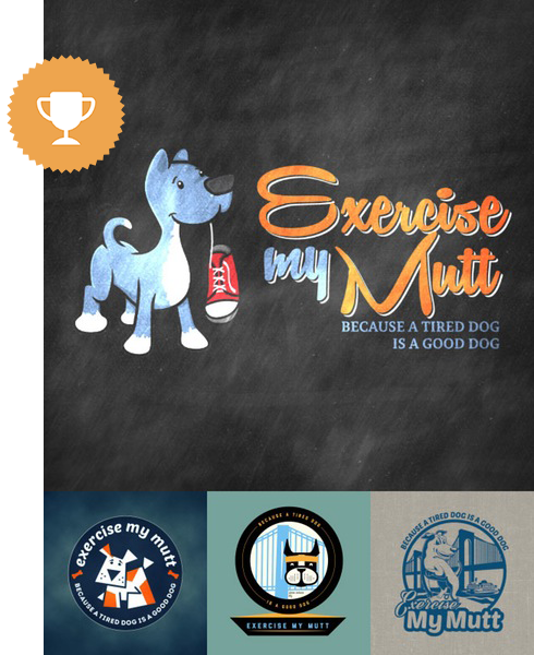 exercise my mutt physical fitness logo design