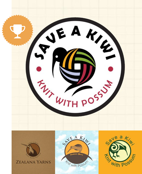 save a kiwi, knit with possum retail logo design