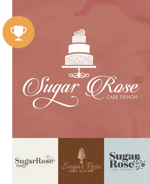 sugar rose cake design wedding services logo design