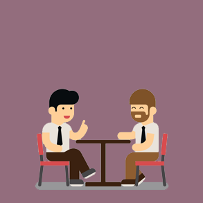 Illustration of two business men talking