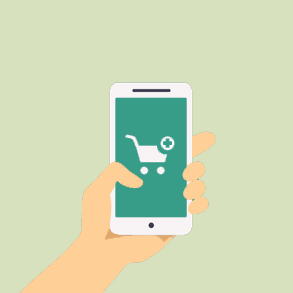 Illustration of cell phone with shopping cart