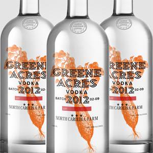 Product label for Greene Acres Vodka by 1302