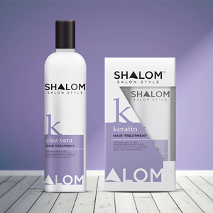 Product packaging for Shalom - hair care by Tavernerraynes