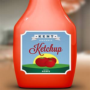 Product label for Kent Ketchup  by Xebeche