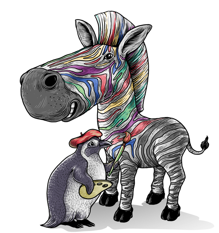 Picasso the penguin and Zane the zebra