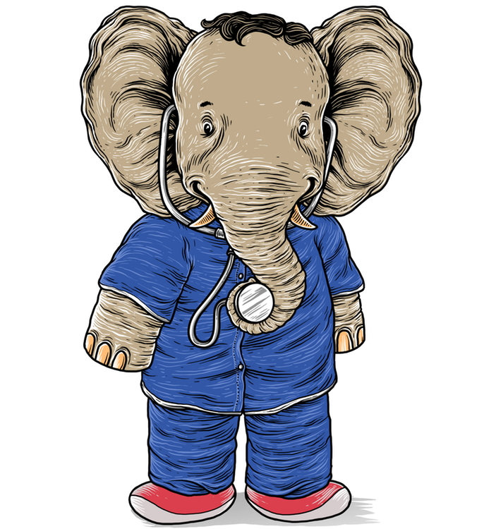 Eli the elephant doctor is blue to calm you!