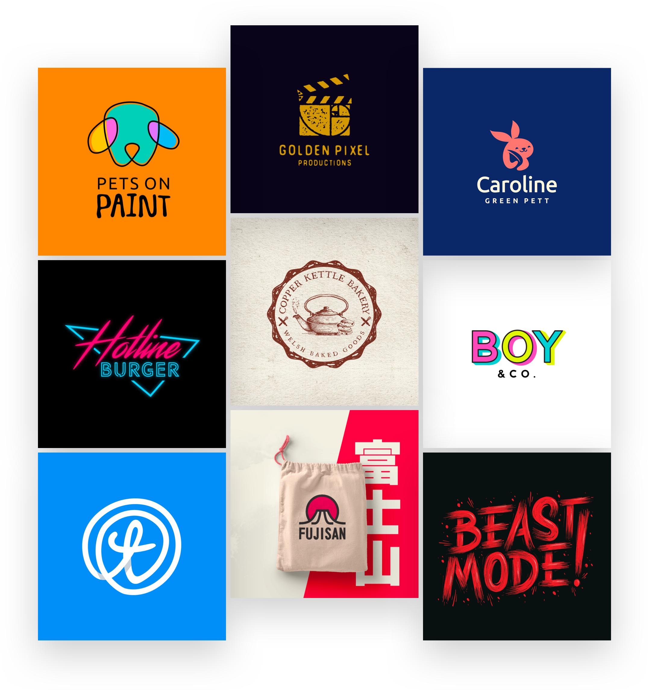 9 unique designs made my professional designers on 99designs