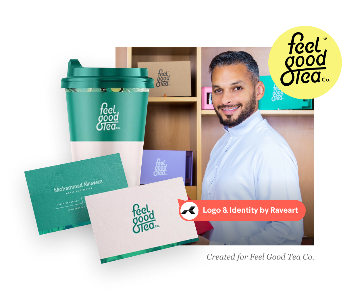 3 Logo designs made on 99designs arranged in a square, with the top right space empty that says "Your new logo here".