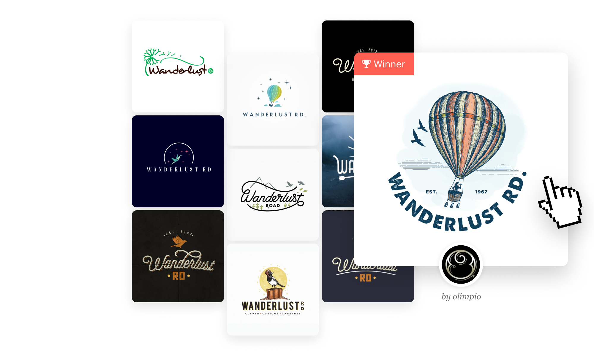 Variety of custom logo designs made on 99designs.